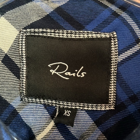 Rails Hunter Blue Plaid Button Down Flannel Blouse Size X-Small - Picture 6 of 8